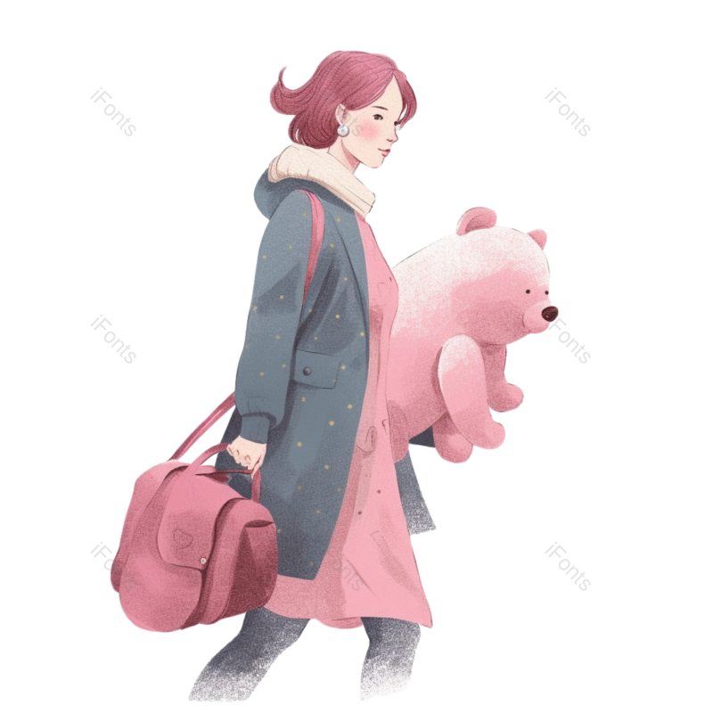 卡通人物素材图片,女孩元素,旅行PNG,背包免抠素材